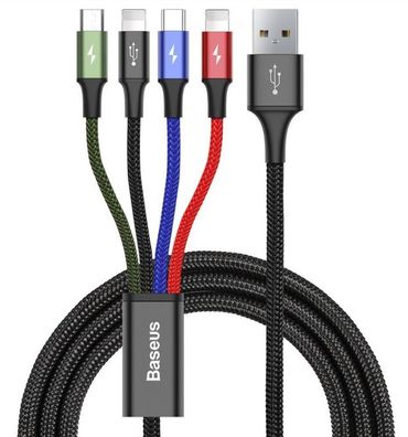 Baseus CA1T4-B01 Fast 4in1 Kabel 1.2m 2x Lightning, USB-C, MicroUSB 3.5A - Schwarz