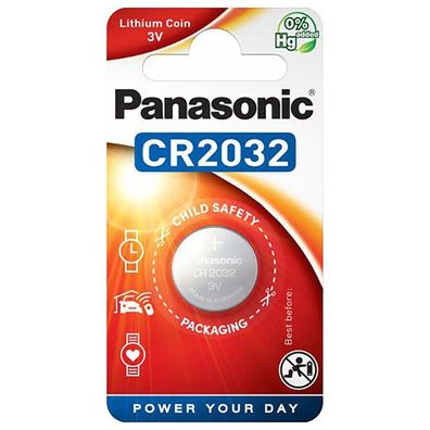 kQ Panasonic Knopfzelle Lithium CR2032 3V Batterie 1er Blister
