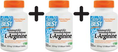 3 x L-Arginine - Sustained + Immediate Release, 500mg - 120 tabs