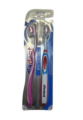 Diadent Premium Weiße Zahnbürsten, 2 Stück - Effektive Mundhygiene