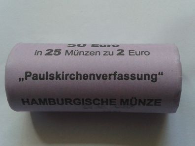 Rolle 25 x 2 euro 2024 Paulskirchenverfassung J (Hamburg) 25x2€ 2024 BRD
