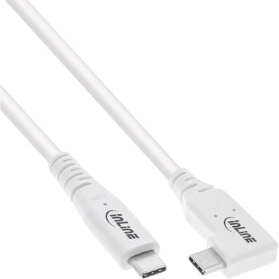 InLine® USB4 Kabel, USB-C, einseitig gewinkelt, PD 240W, 8K60Hz, TPE, weiß, 0,5m