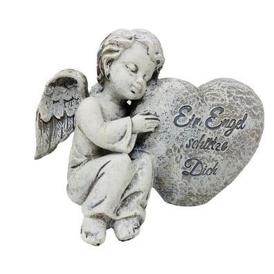 FeineHeimat Trauerengel "Ein Engel schütze Dich" - Antikcreme aus Kunstharz