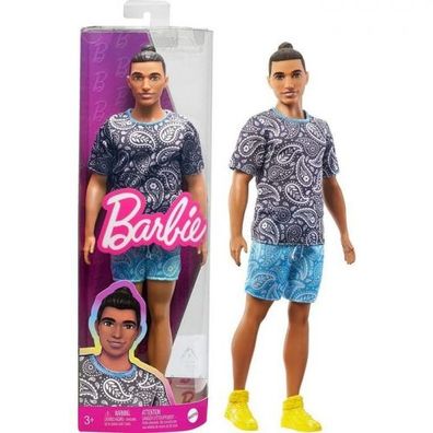 Mattel - Barbie Ken Doll With Brown Hair Wearing Paisley Tee A... - ...