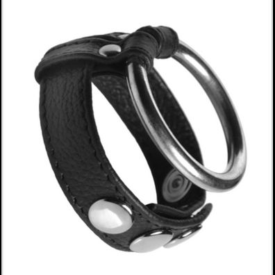XR Brands - Leather and Steel - Cock and Ball Ring
