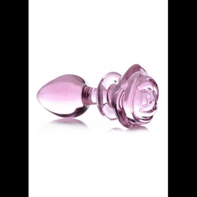 XR Brands - Pink Rose - Glass Butt Plug - Large