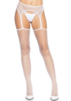 Leg Avenue - Net Stockings With Garter Belt - O/ S