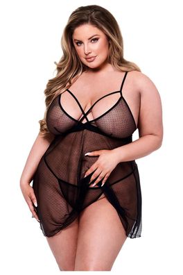 Baci Lingerie - 2PC Strappy LACE & MESH Babydoll &