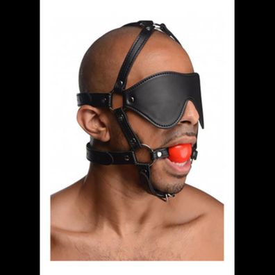 XR Brands - ST Blindfold Harness with Ball Gag