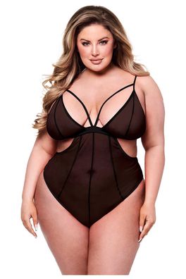 Baci Lingerie - SEXY Crotchless MESH TEDDY BLACK,
