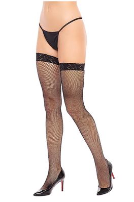 Rene Rofe Lingerie - LACE TOP Fishnet THIGH HIGHS