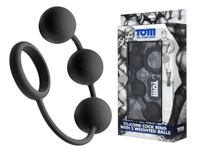 TOM OF Finland Silicone Cock Ring with 3 weighted