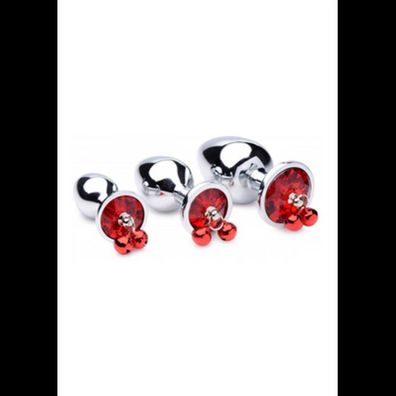 XR Brands - Red Gem - Butt Plug Set with Bells