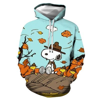 Neu Cartoon Snoopy Herren Sweatshirt 3D Drucke Hoodie Kapuzenpullover Grün