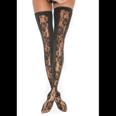 Allure - Lace and Wet Look Tights - One Size