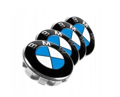 1 Satz 4 Stück BMW Nabendeckel Felgendeckel 56 mm | Weiß/ blau 6850834