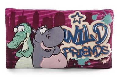 NICI Wild Friends Krokodil & Nilpferd Kissen rechteckig ca. 43x25cm Neuware GREEN