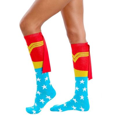 Wonder Woman Glänzende Umhang Kniestrümpfe - 360° DC Comics Sexy Socken