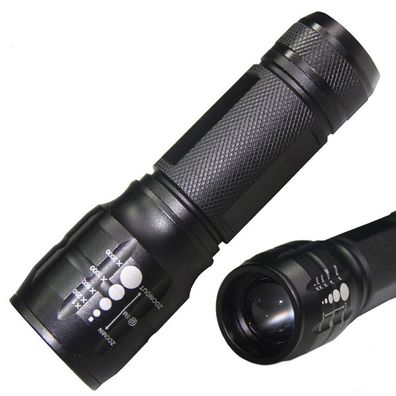 Fox Outdoor Mini Stablampe 3 Watt, Fokus Taschenlampe schwarz mit Handschlaufe