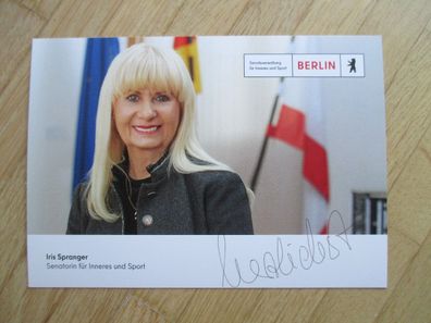 Berlin Senatorin SPD Iris Spranger - handsignierter Gruß!!!