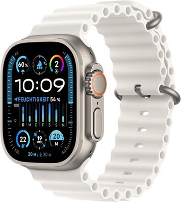 Apple Watch Ultra 2 49mm Titangehäuse mit Ocean Armband - Weiß, 4G