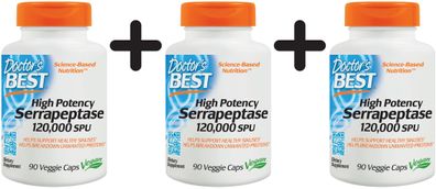3 x High Potency Serrapeptase 120,000 SPU - 90 vcaps