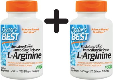 2 x L-Arginine - Sustained + Immediate Release, 500mg - 120 tabs