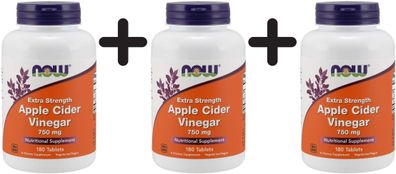 3 x Apple Cider Vinegar, 750mg Extra Strength - 180 tabs