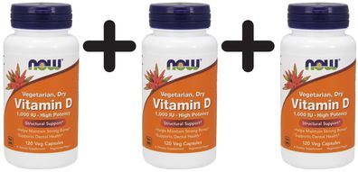 3 x Vitamin D, 1000 IU Vegetarian - Dry - 120 vcaps