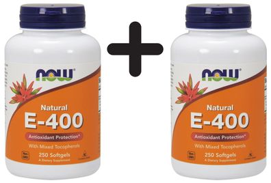 2 x Vitamin E-400 - Natural (Mixed Tocopherols) - 250 softgels