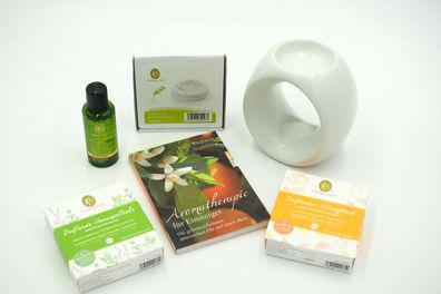 Primavera Aromatherapie Starterset Maxi 6 ätherische Öle Duftlampe Körperöl Buch