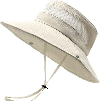 Damen Sonnenhut Safarihut Outdoor Sommer UV-Schutz Faltbar Mesh Beige
