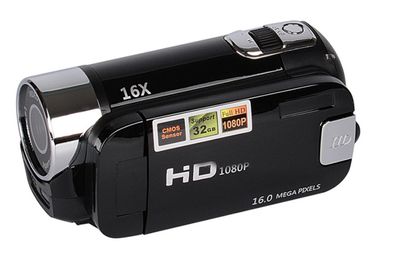 Videokamera Camcorder 1080P FHD mit 16-fachem Zoom und 270° drehbarem Display
