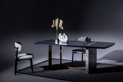 Esszimmer Set 5tlg. Schwarz Modern Design Esstisch mit 4x Stühle Luxus