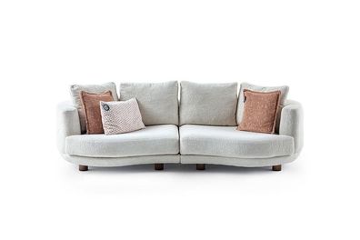 Designer Modern Wohnzimmer 3-Sitzer Sofa Weiß Einfarbig Luxus Stil Stoffsofa