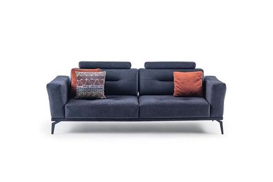 3-Sitzer Blau Modern Design Luxus Stoffsofa Wohnzimmer Dreisitzer Sofa