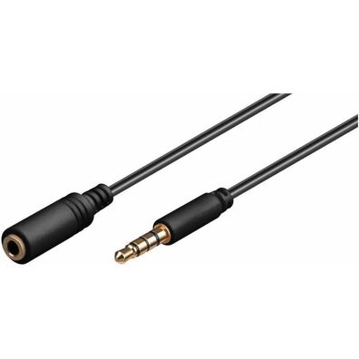 Kopfhörer- und Audio Verlängerungskabel AUX > 3,5mm 4 Pin slim (schwarz, 3 Meter)