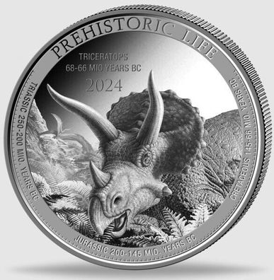 Silbermünze 1oz Prehistoric Life II Triceratops 2024