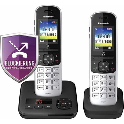 Panasonic KX-TGH722GS Schnurlostelefon-Set mit Anrufbeantworter silber-schwarz