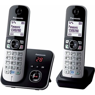Panasonic KX-TG6822GB Schnurlostelefon-Set mit Anrufbeantworter schwarz-silber