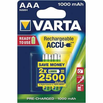 Akku Micro AAA 1,2 Volt 1000mAh Varta 2er Pack