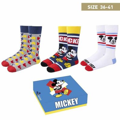 Socken Mickey Mouse Unisex 3 Paar (Einheitsgröße (36-41))
