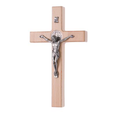 Holzkreuz Hängendes Kreuz Kruzifix heiliges Benedikt Passionskreuz 18x10x1,8 cm