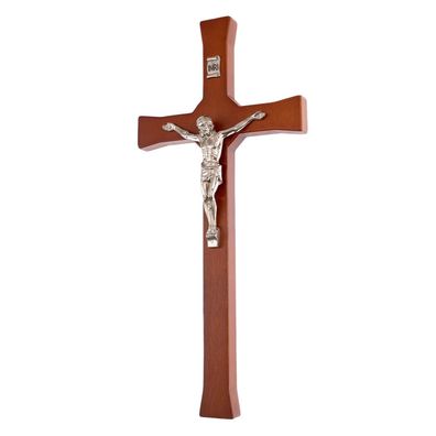 Hängendes Braunes Kreuz Kruzifix aus Buchenholz Christus 42 x 18cm (Gr. 42 x 18 cm)