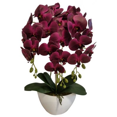 Künstliche Orchidee Bootsförmigen Blumentopf Lebensechte Pflanzennachbildung