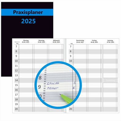 Praxisplaner 2025 A4 15min Takt Terminplaner Terminbuch mit Datum Kalender Timer
