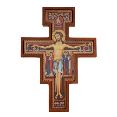 Kreuz Holzkreuz Holz Ikone Dekoration Heilige Franziskus Buchenholz Hochwertig