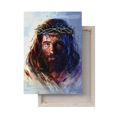 Leinwandbild Jesus Christus Dornenkrone Porträt Grafik Beeindruckend Gemälde