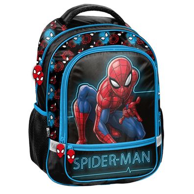 Paso Spider Man Schulrucksack Seitentaschen Gummifüßen Reflektierende Elemente