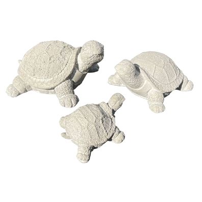 Betonfigur Schildkrötenfamilie - handgefertigte Dekoration für Garten und Haus